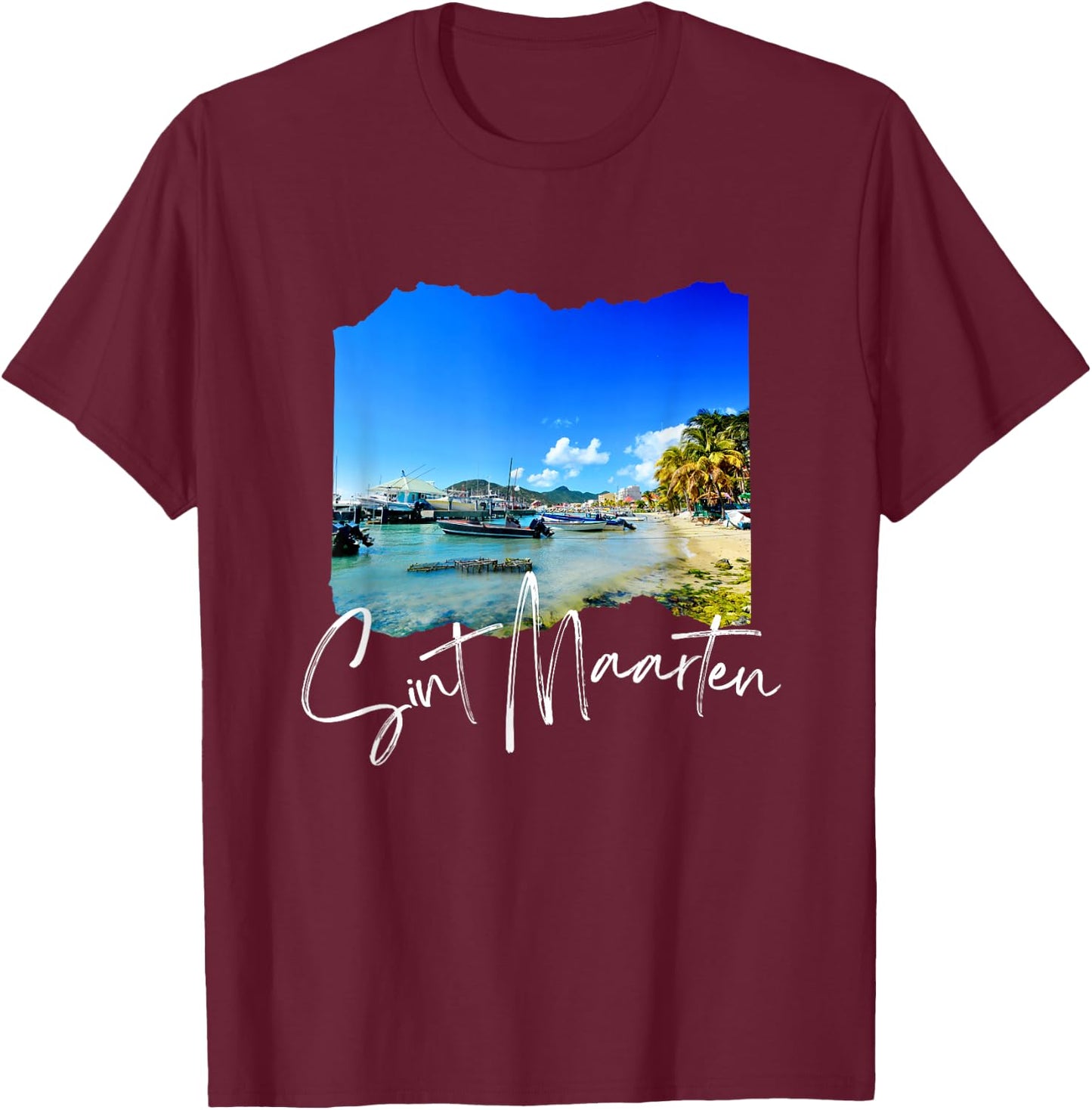 Saint Martin/Sint Maarten T-Shirt - T-Shirt | Maroon