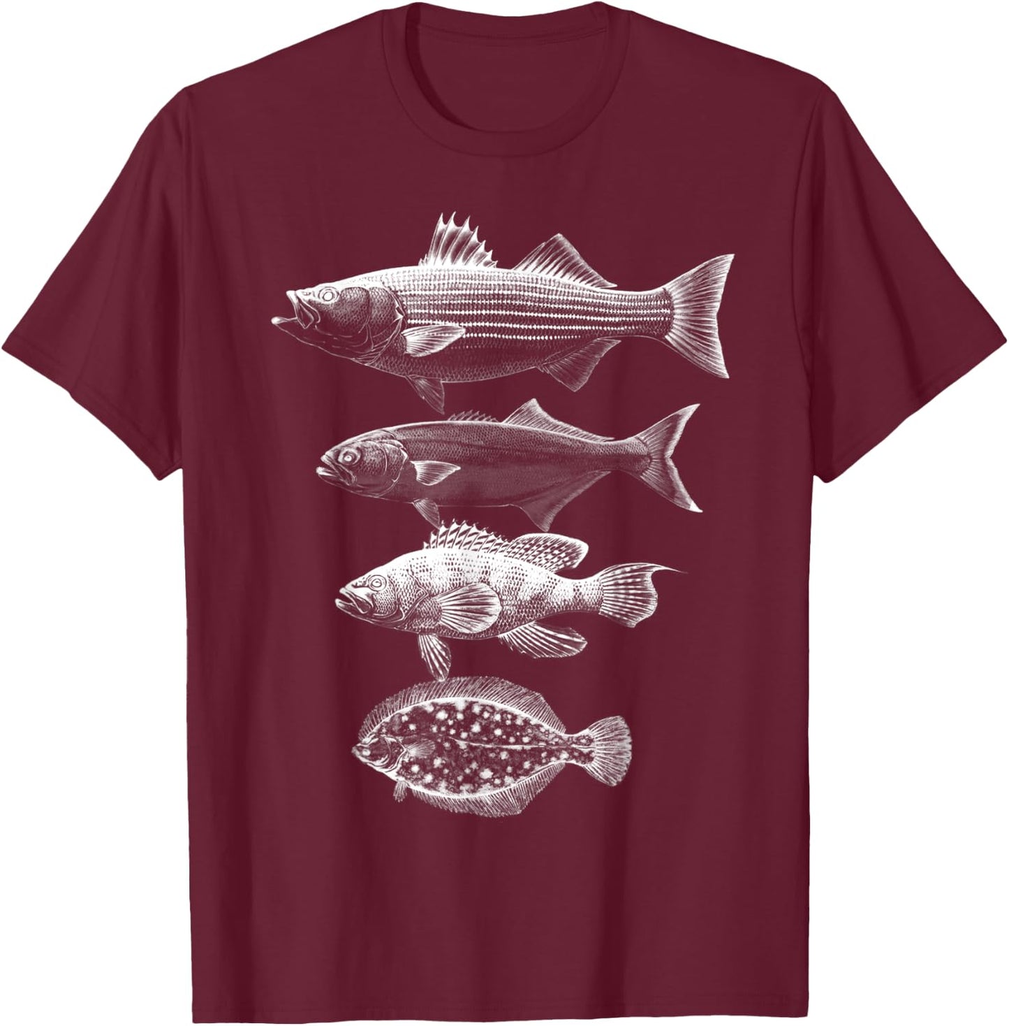 Cape Cod Buzzards Bay Fishing Slam Striper Bluefish Bass T-Shirt - T-Shirt | Maroon