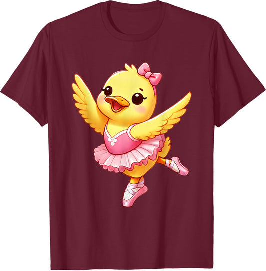 Duck Ballerina Cute Ballet Funny Dance Boys Girls Kids T-Shirt - T-Shirt | Maroon
