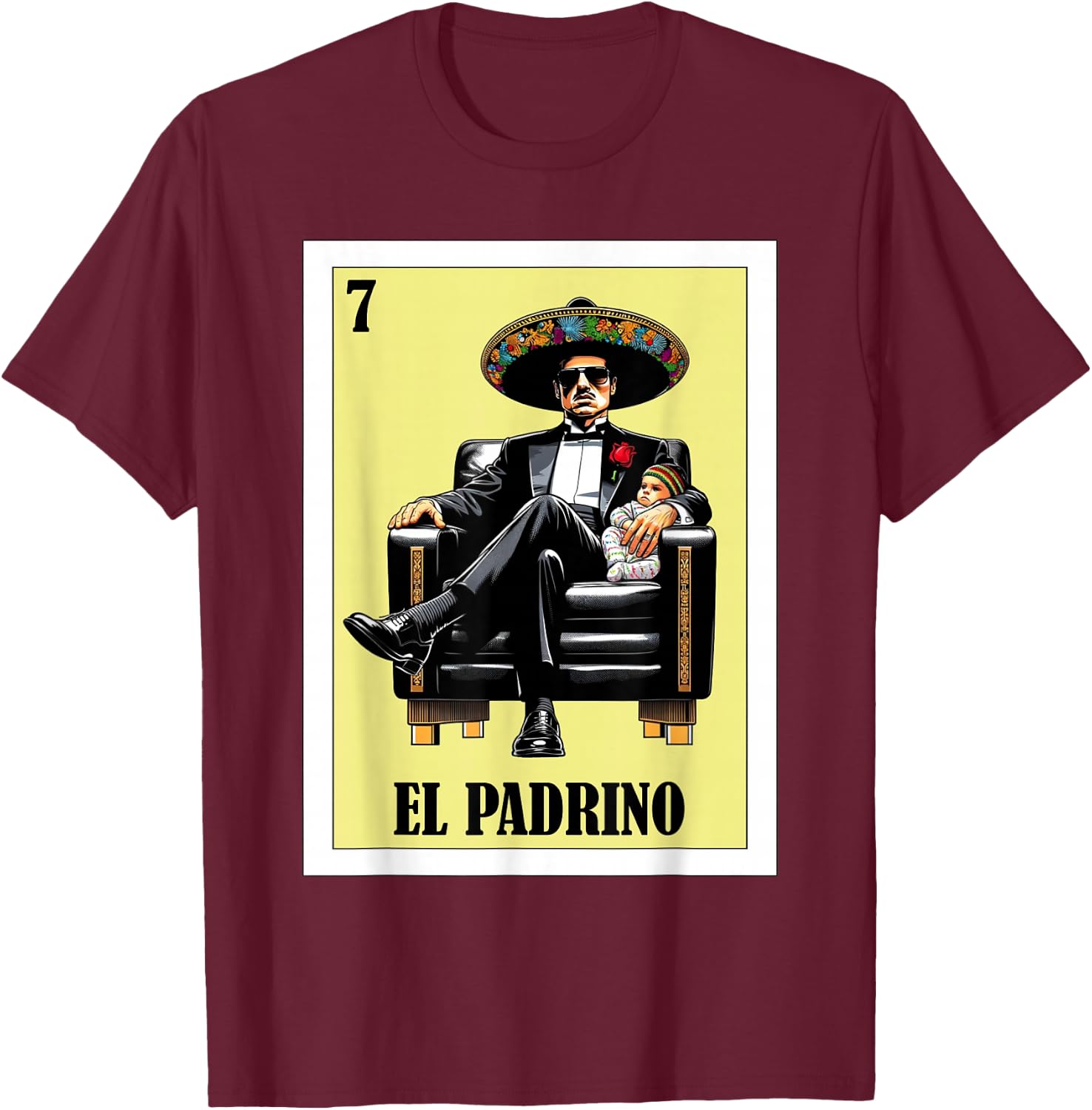 Funny Mexican Baptism Design - El Padrino T-Shirt - T-Shirt | Maroon