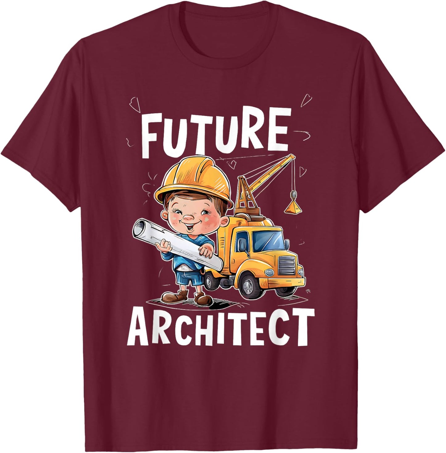 Future Construction Worker With Blueprint T-Shirt - T-Shirt | Maroon