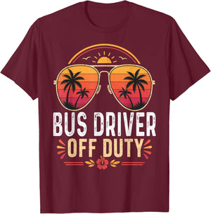 Bus Driver Off Duty Last Day of School Retro Sunset T-Shirt - T-Shirt | Maroon