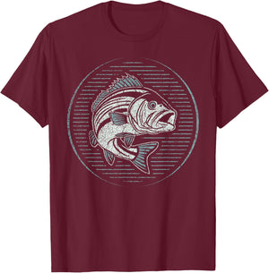 Fishing Shirt Men Women Outdoor Nature Wildlife Fish Graphic T-Shirt - T-Shirt | Maroon