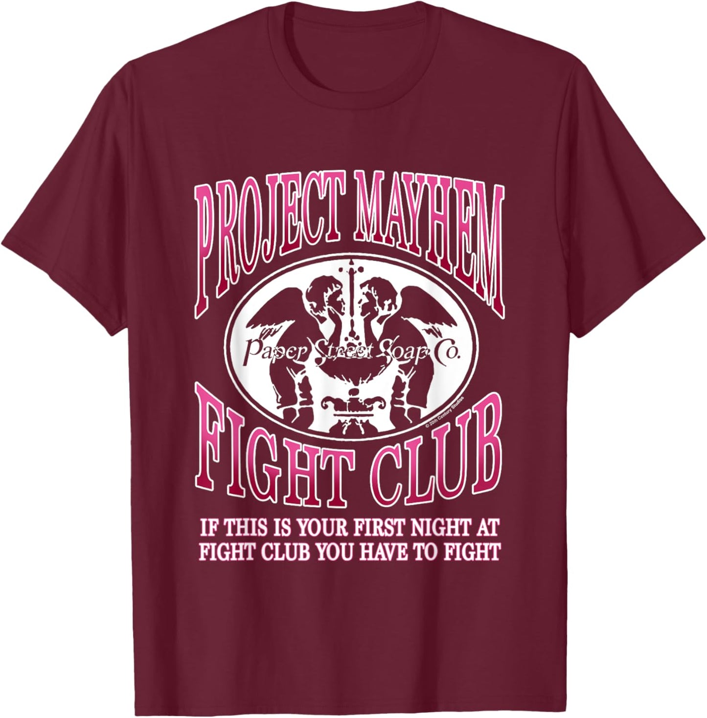 Fight Club Iconic Project Mayhem Fight Club Big Chest Logo T-Shirt - T-Shirt | Maroon