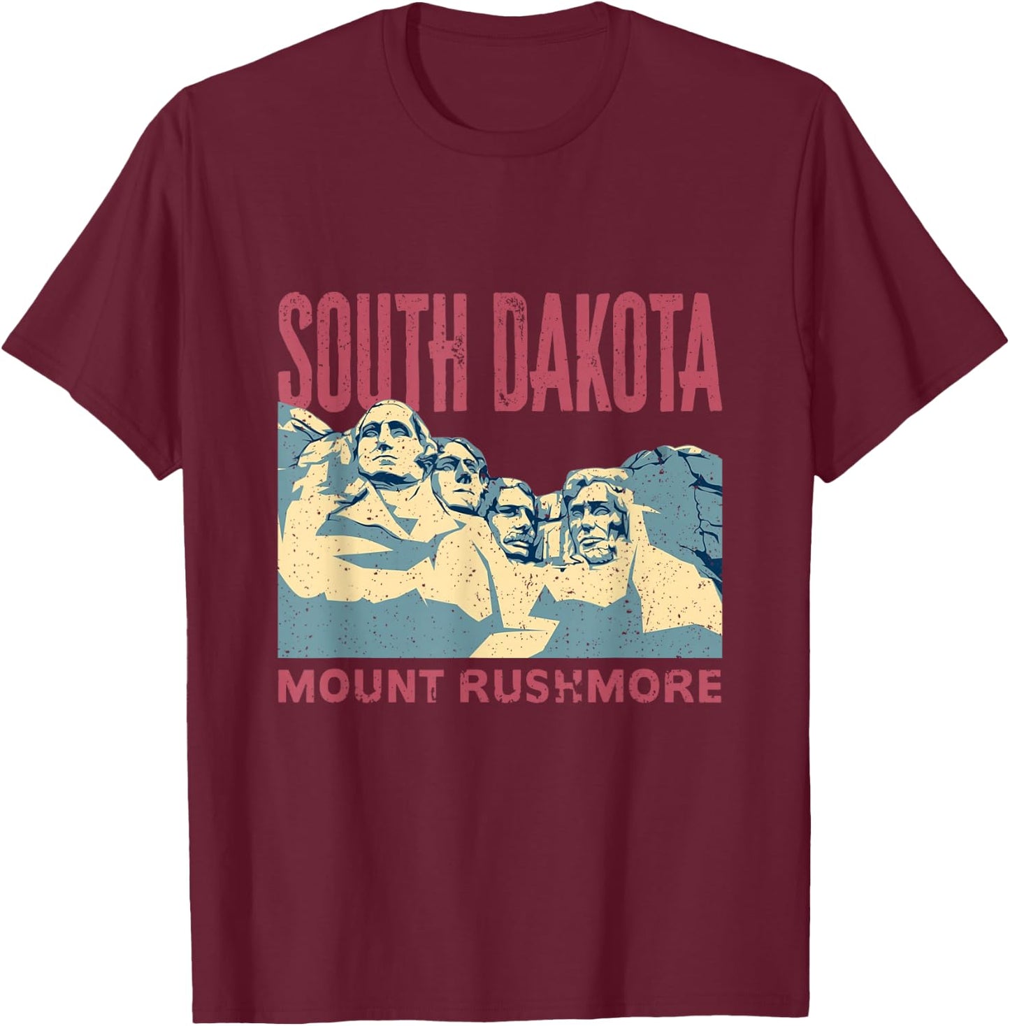 Vintage Mount Rushmore South Dakota US Founding Fathers T-Shirt - T-Shirt | Maroon