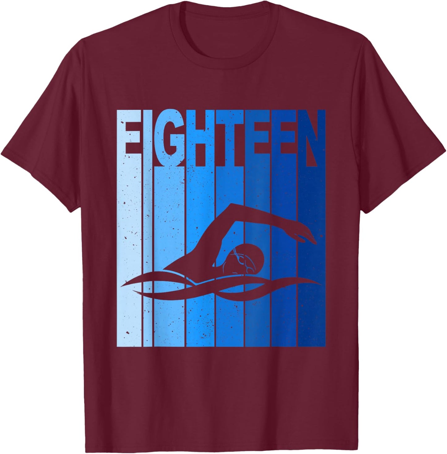18th Birthday Swimming 18 Year Old Birthday Swimmer T-Shirt - T-Shirt | Maroon