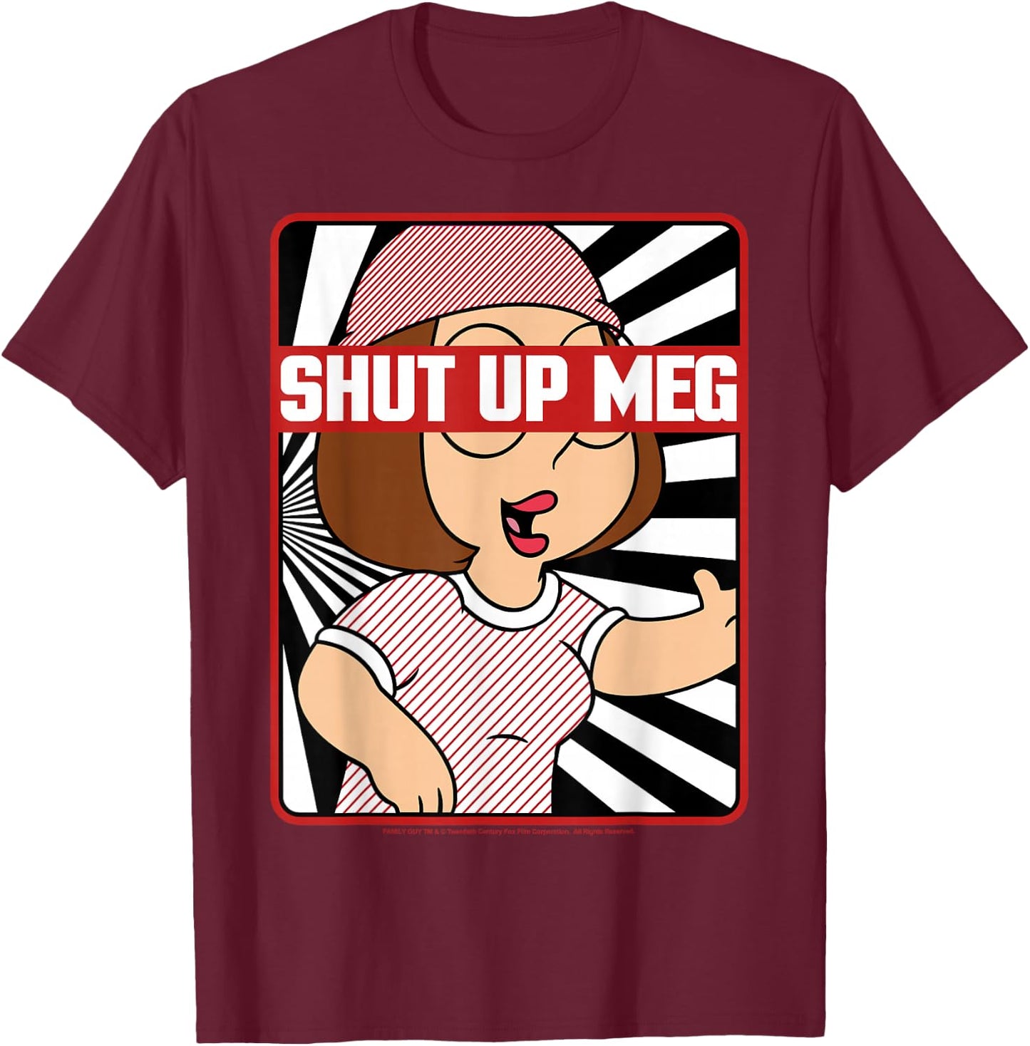 Family Guy Shut Up Meg Censure Big Chest Portrait T-Shirt - T-Shirt | Maroon