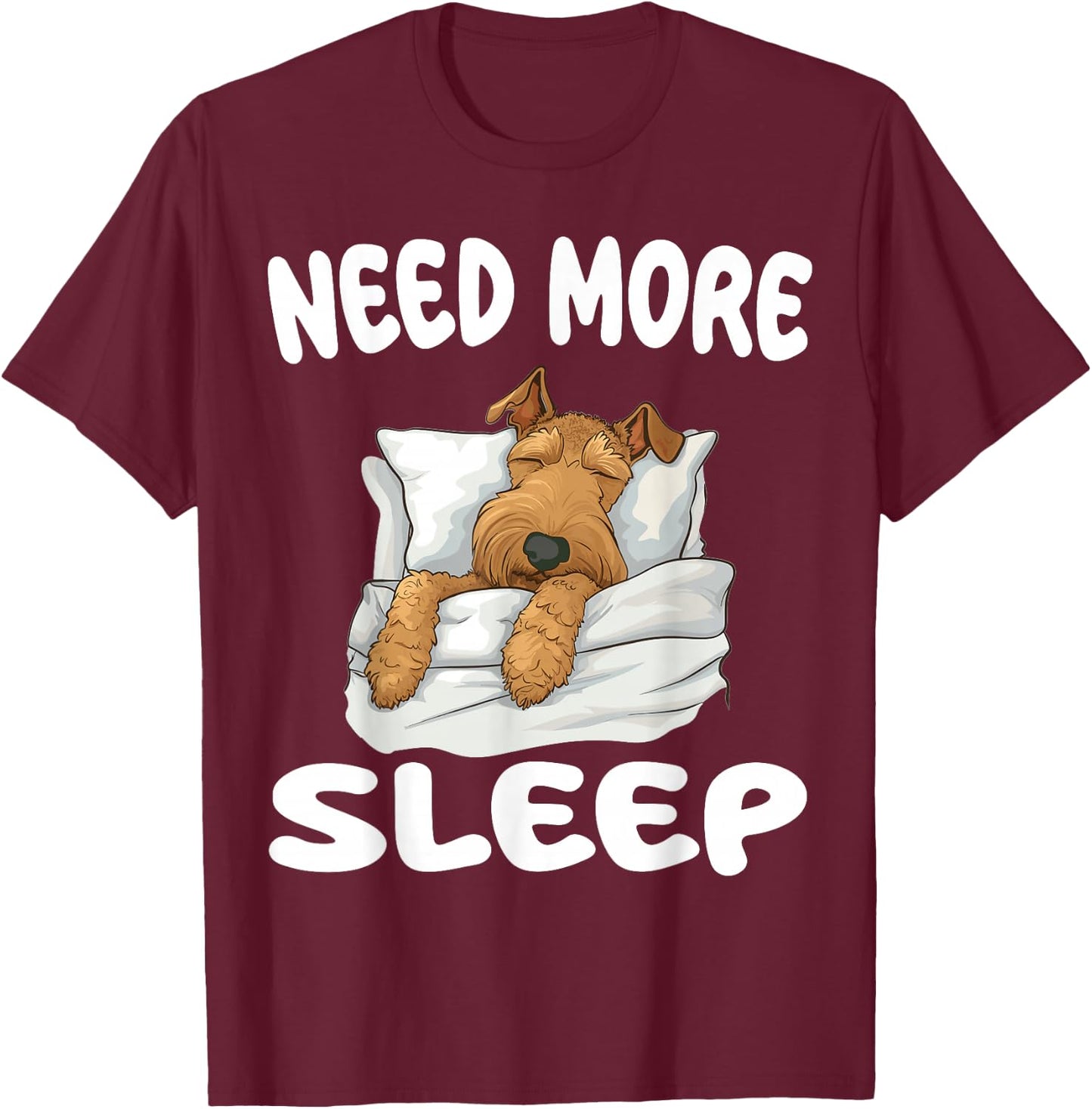 Cute Airedale Terrier Need More Sleep Pajamas Nightgown T-Shirt - T-Shirt | Maroon