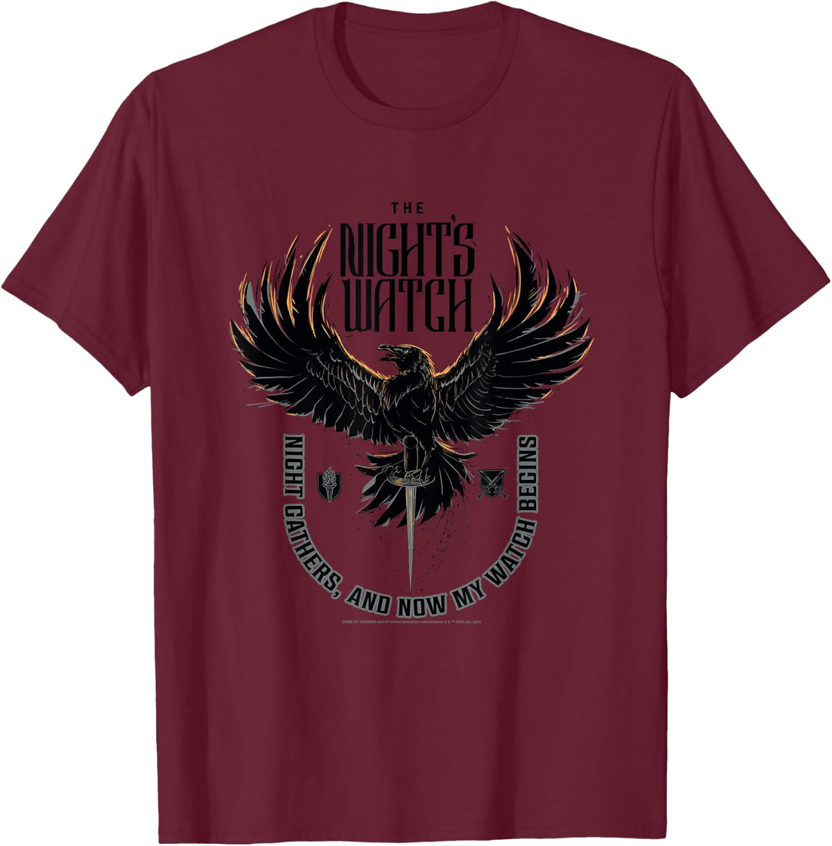 Game of Thrones The Night's Watch Night Gathers T-Shirt - T-Shirt | Maroon