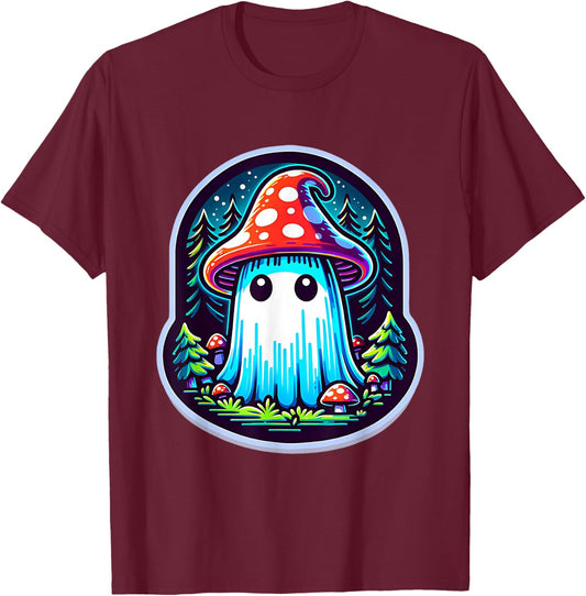 Halloween Cottagecore Aesthetics Spooky Ghost Mushroom T-Shirt - T-Shirt | Maroon