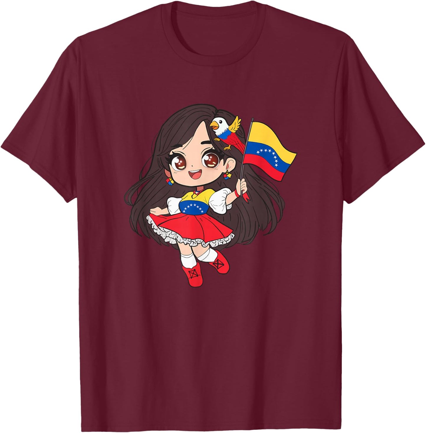 Venezuela Woman Venezuelan Flag Day Hispanic Girl T-Shirt - T-Shirt | Maroon
