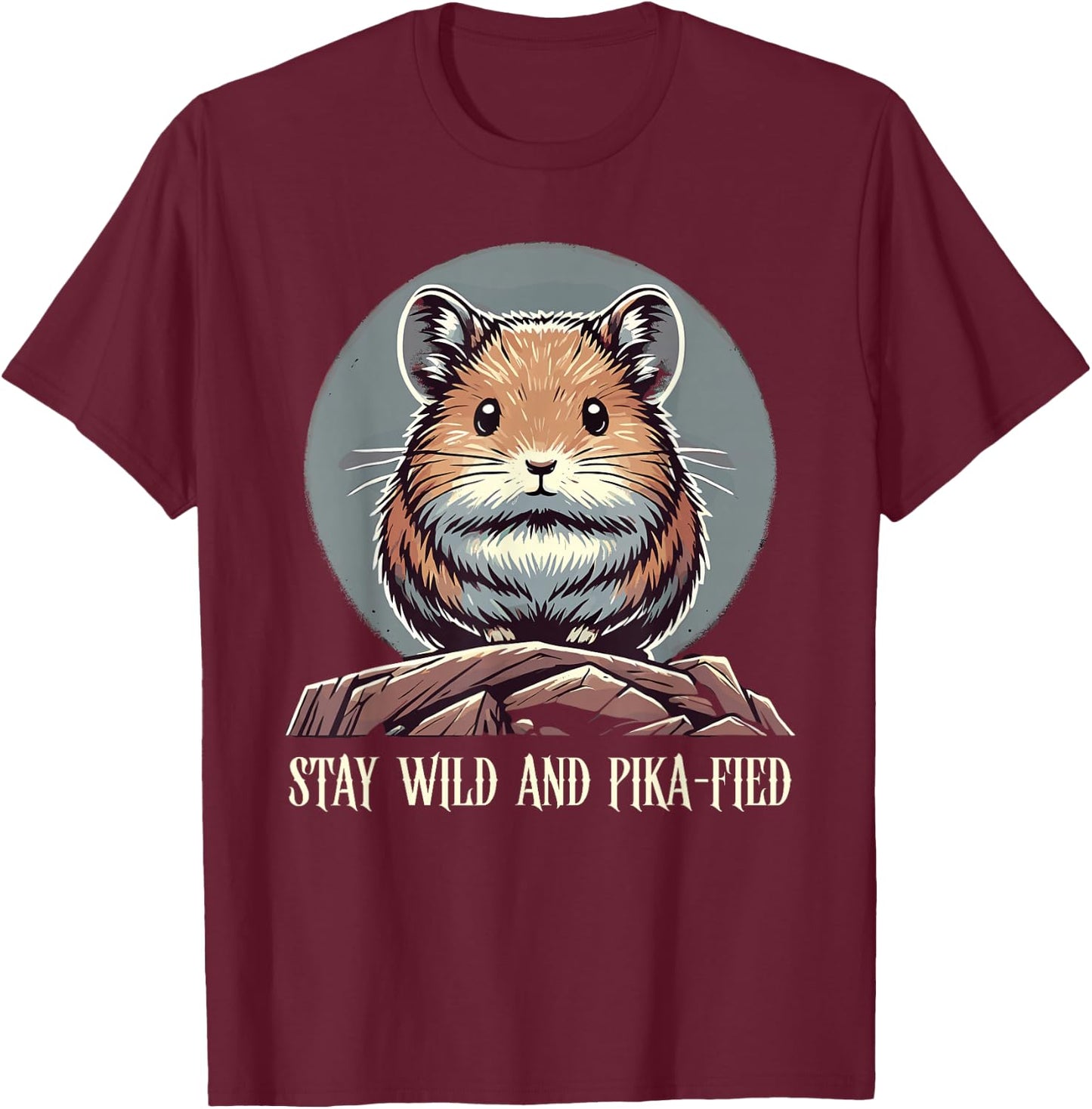Adorable American Pika Habitat And Conservation Design T-Shirt - T-Shirt | Maroon