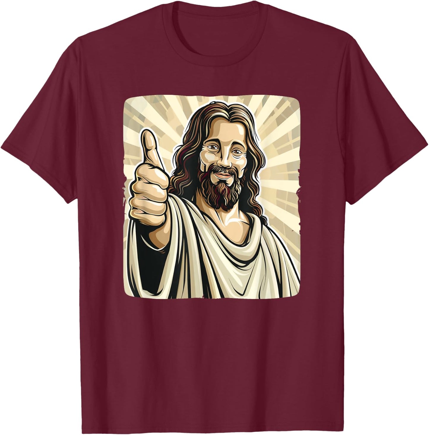 Funny thumb up with Jesus Christ Costume T-Shirt - T-Shirt | Maroon