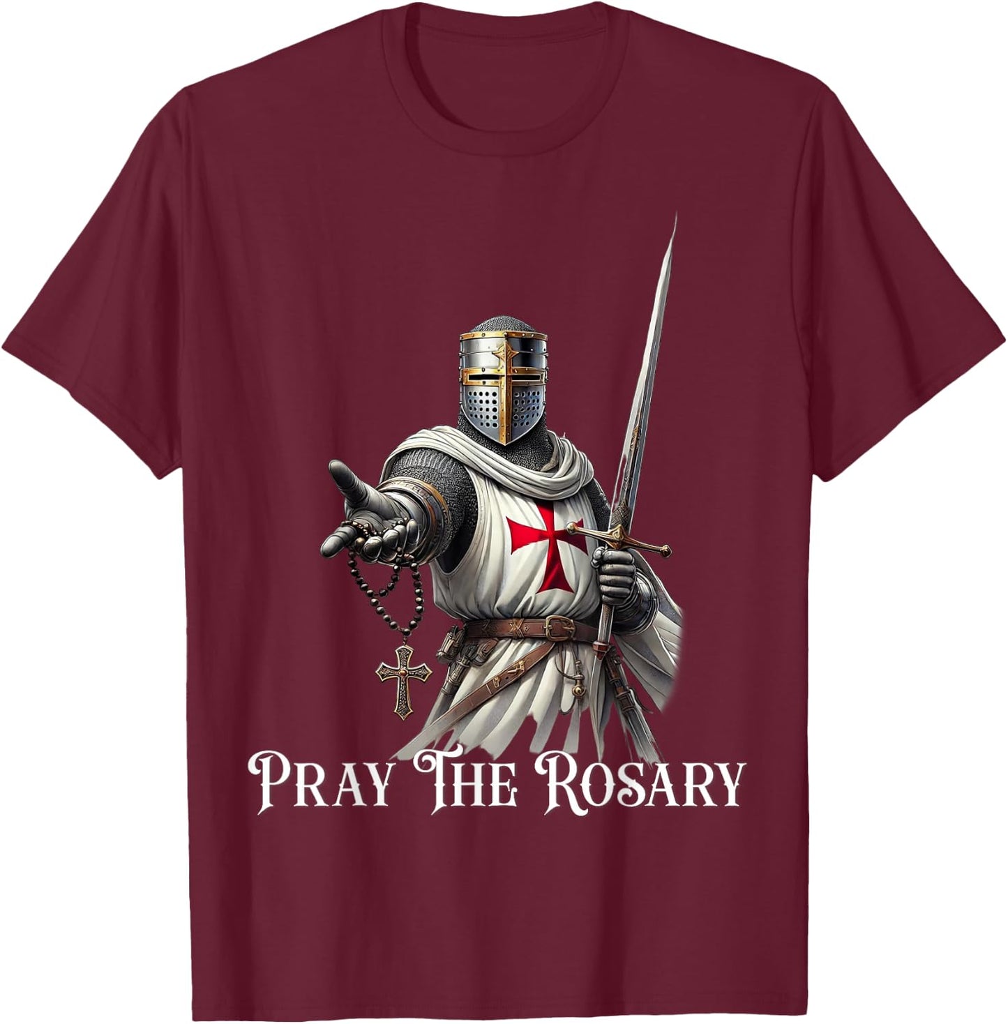 Catholic Knight Templar Latin Crusader Cross T-Shirt - T-Shirt | Maroon