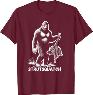 Strutsquatch Bigfoot Sasquatch Funny Youth Turkey Hunting T-Shirt - T-Shirt | Maroon