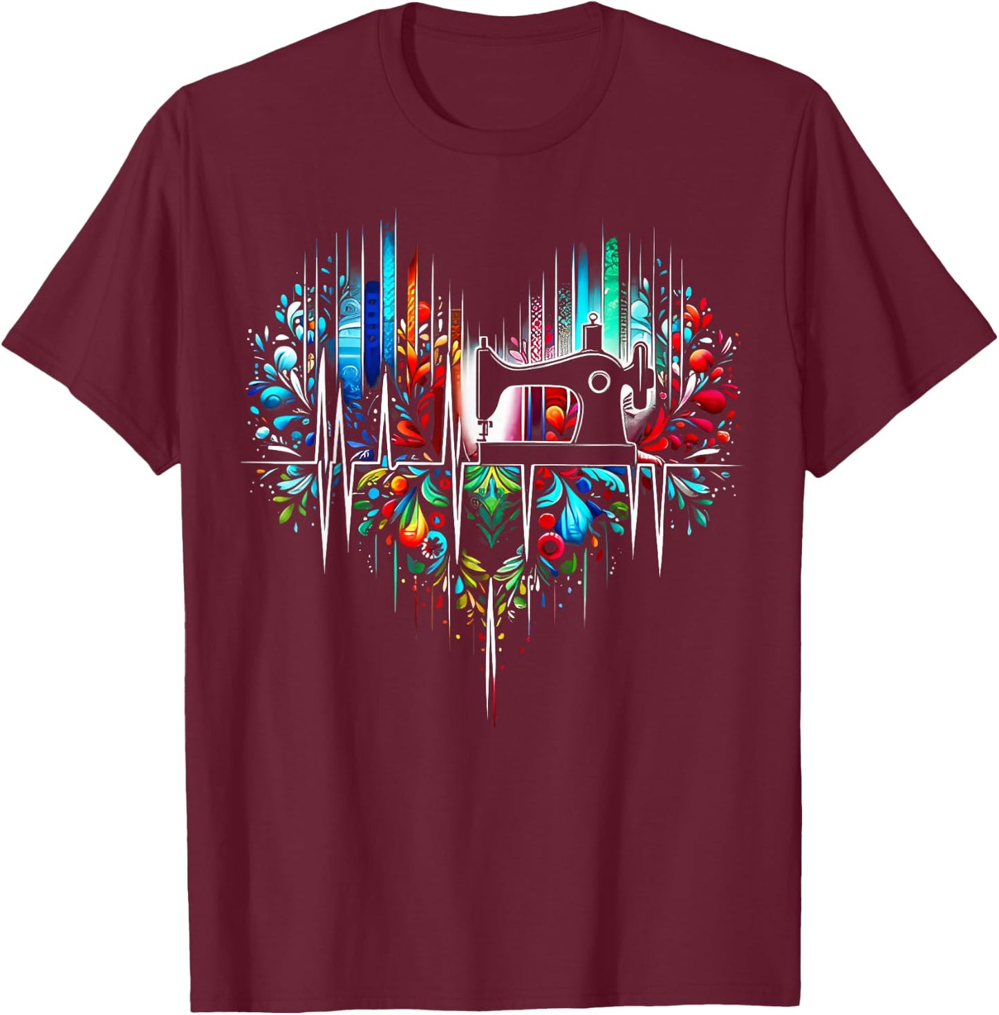 Sewing is My Heart Funny Quilting Sewing Fabric T-Shirt - T-Shirt | Maroon