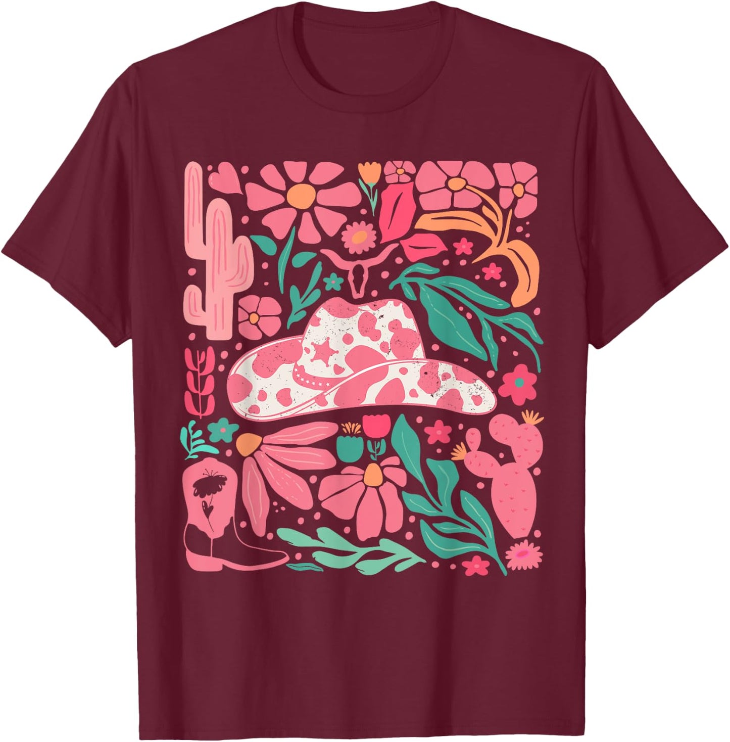 Howdy Southern Western Girl Country Rodeo Cowgirl Vintage T-Shirt - T-Shirt | Maroon