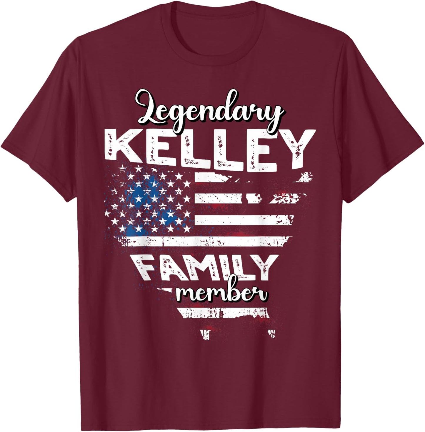 Surname Kelley US Flag Kelley Last Name Kelley T-Shirt - T-Shirt | Maroon