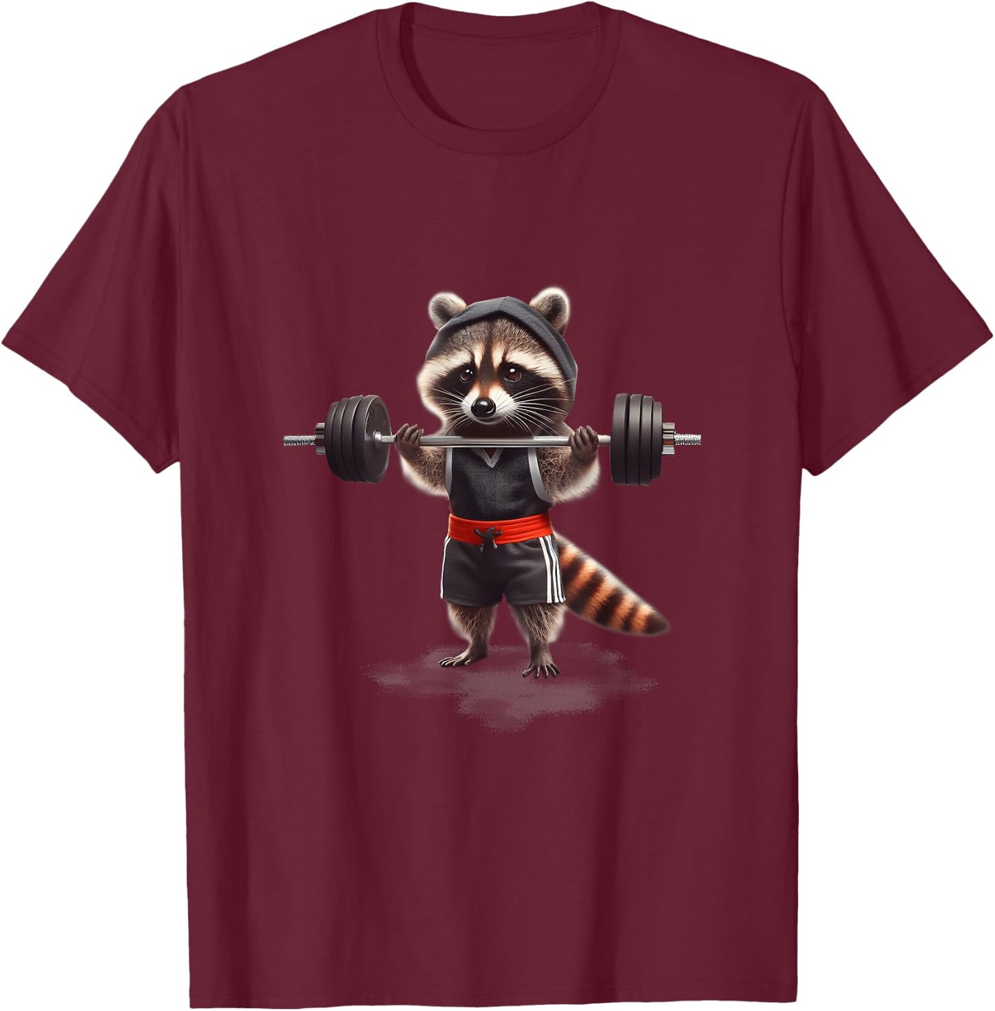 Weightlifting Ripped Raccoon Gym Workout Muscled Raccoon T-Shirt - T-Shirt | Maroon