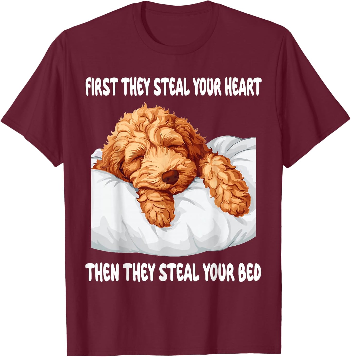 Goldendoodle Sleeping Pajamas Nightgown T-Shirt - T-Shirt | Maroon