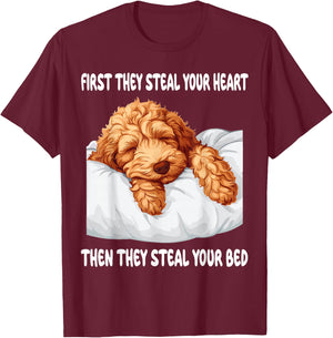 Goldendoodle Sleeping Pajamas Nightgown T-Shirt - T-Shirt | Maroon