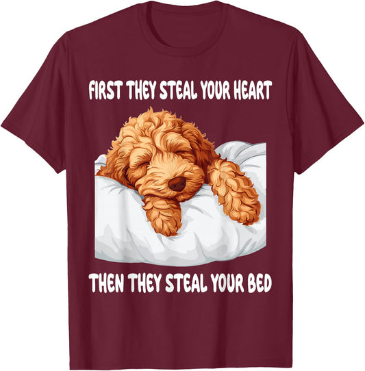 Goldendoodle Sleeping Pajamas Nightgown T-Shirt - T-Shirt | Maroon