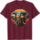 Elephant with Sunglasses Retro sunset summer T-Shirt - T-Shirt | Maroon
