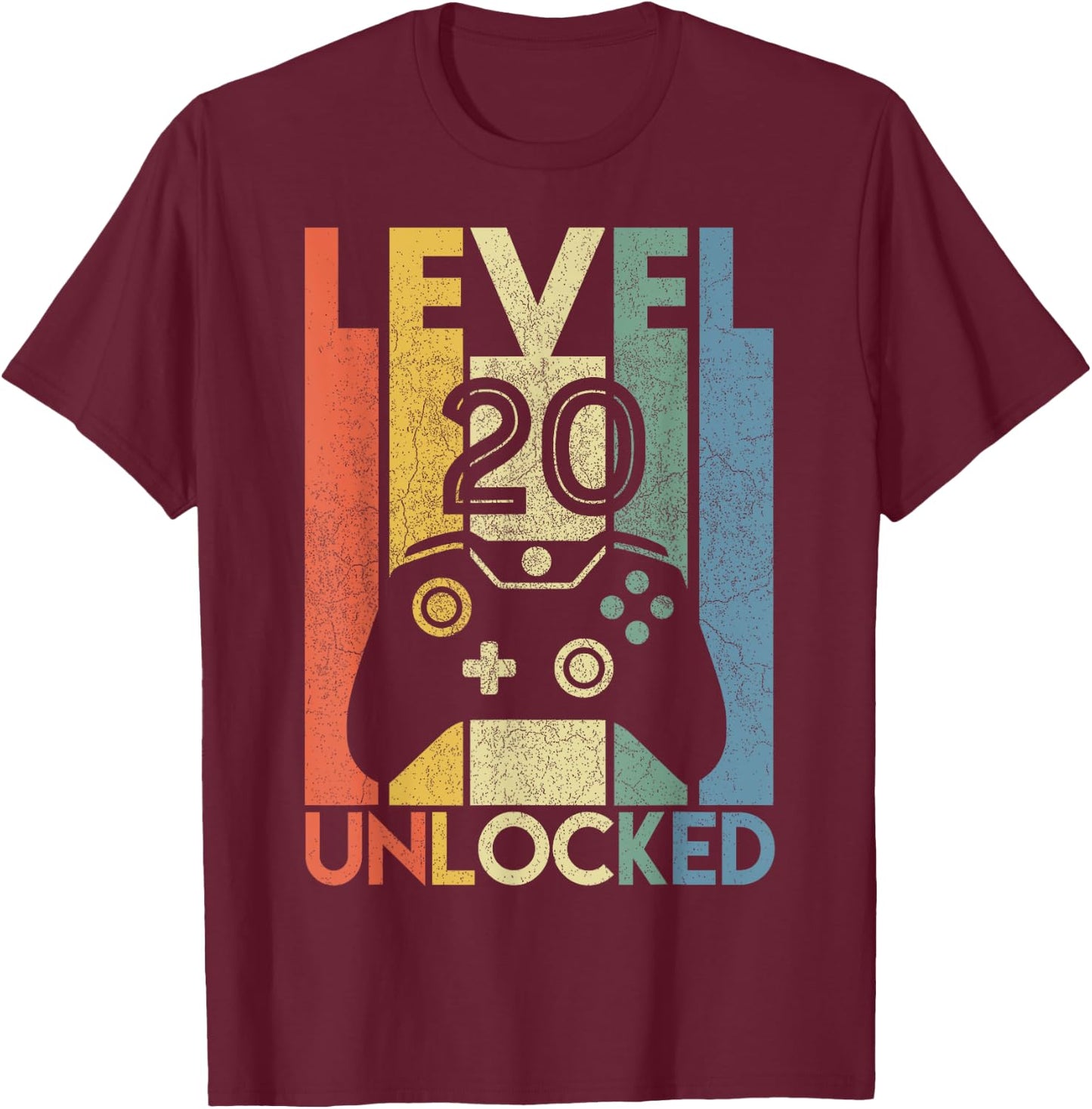 Level 20 Unlocked Shirt Funny Video Gamer 20th Birthday Gift T-Shirt - T-Shirt | Maroon