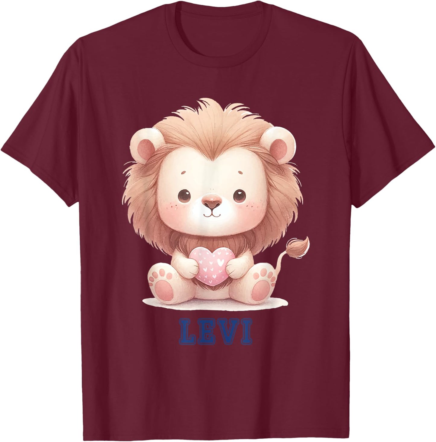 Levi Baby Lion Baby Boy Name T-Shirt - T-Shirt | Maroon