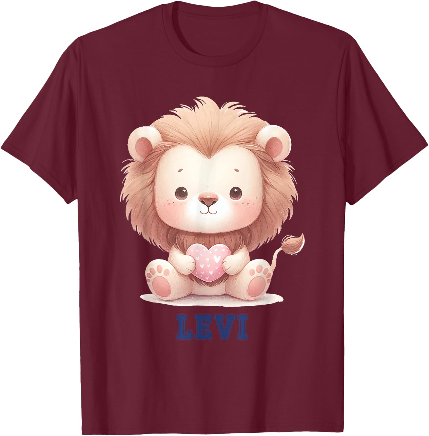 Levi Baby Lion Baby Boy Name T-Shirt - T-Shirt | Maroon
