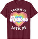 Someone In Kansas Loves Me Heart Retro Groovy T-Shirt - T-Shirt | Maroon