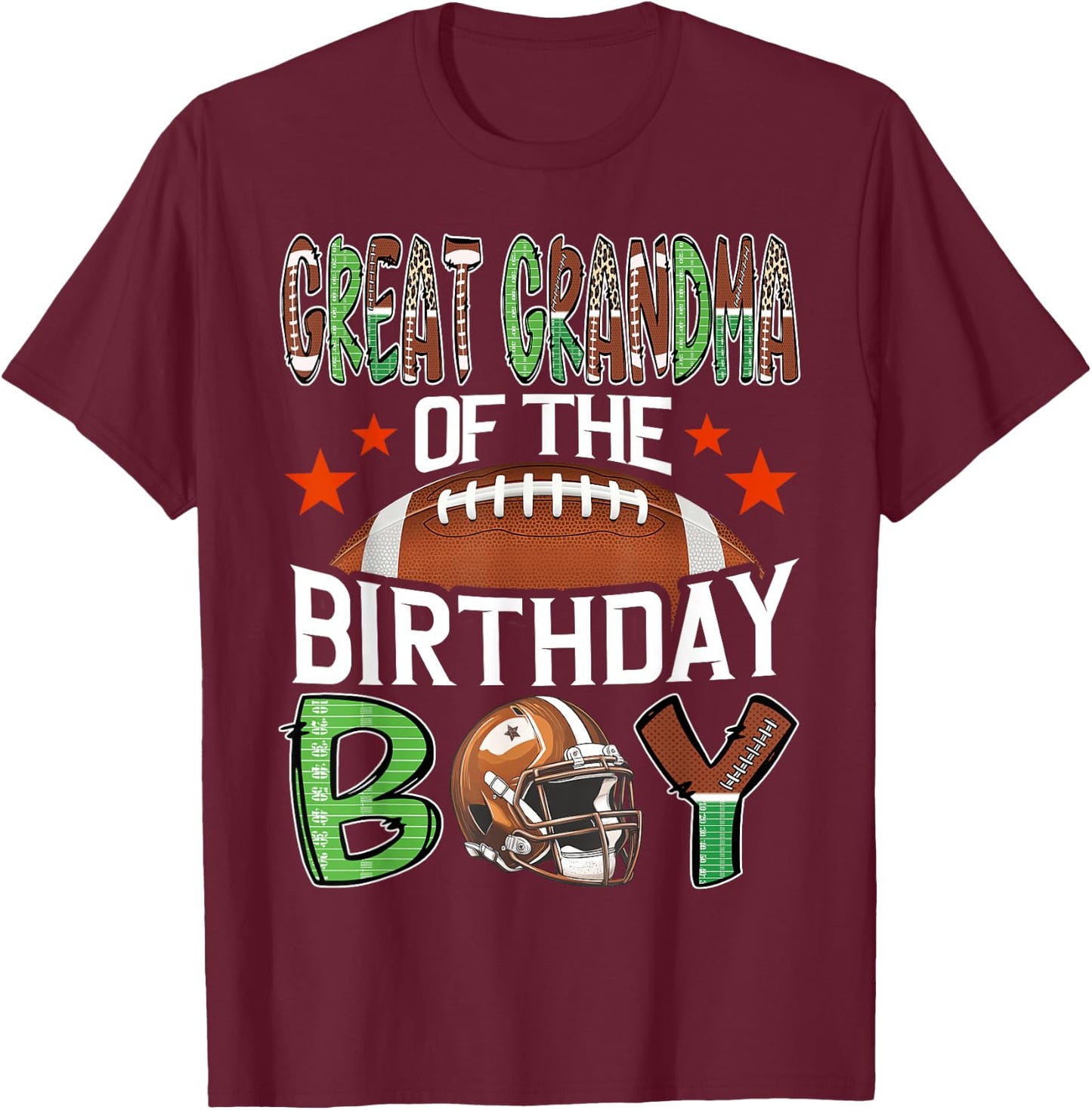 Great Grandma Of The Birthday Boy Game Day Football T-Shirt - T-Shirt | Maroon