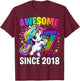 Unicorn 7th Birthday 7 Year Old Unicorn Party Girls Outfit T-Shirt - T-Shirt | Maroon