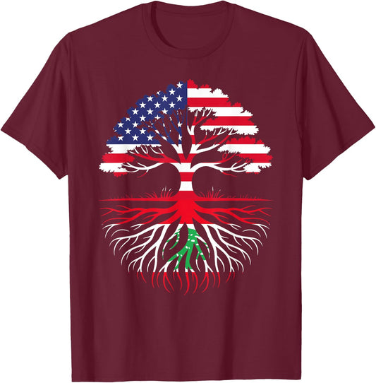 American Grown Lebanese Roots Flag Heritage T-Shirt - T-Shirt | Maroon