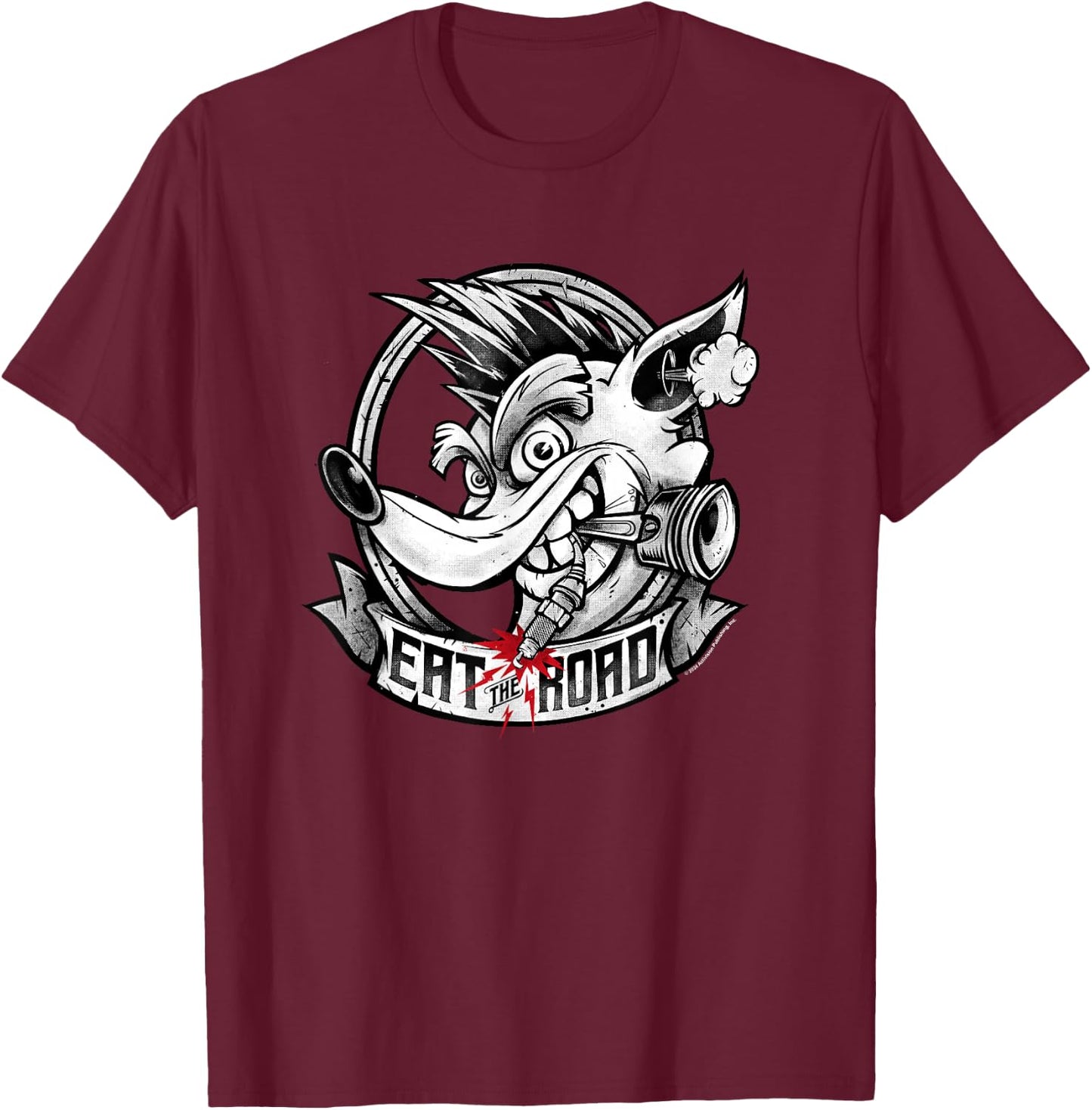 Crash Bandicoot Eat The Road Crash Vintage Big Chest Logo T-Shirt - T-Shirt | Maroon