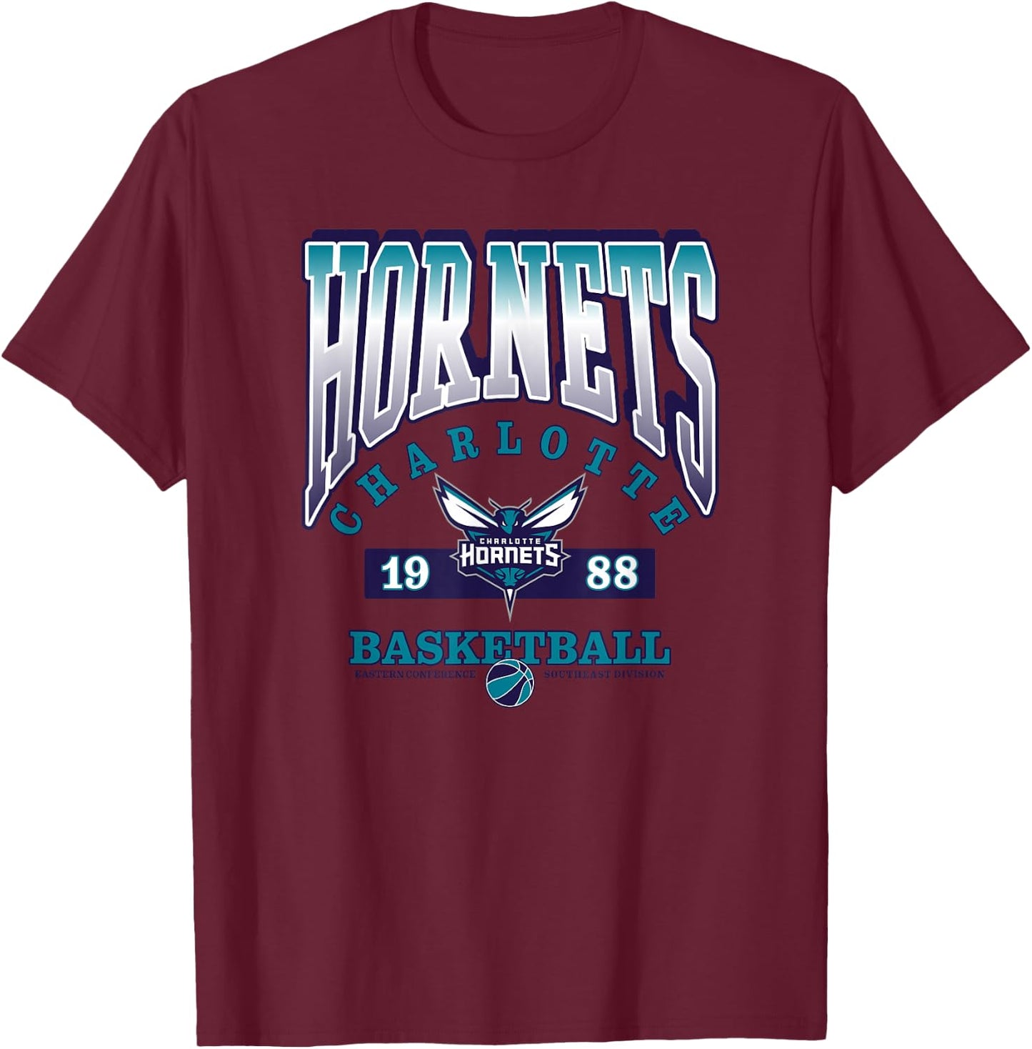 Charlotte Hornets NBA Homecourt Advantage - -Adults, Black, Small, Short Sleeve T-Shirt - T-Shirt | Maroon