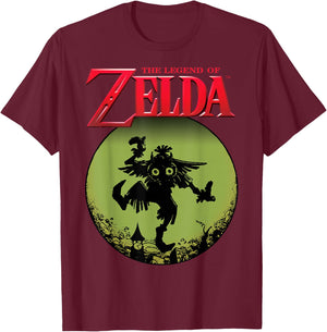 Legend Of Zelda Skull Kid Moon Silhouette Logo T-Shirt - T-Shirt | Maroon
