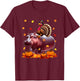 Turkey Riding Hippo Thanksgiving Fall Leaves Pumpkins T-Shirt - T-Shirt | Maroon