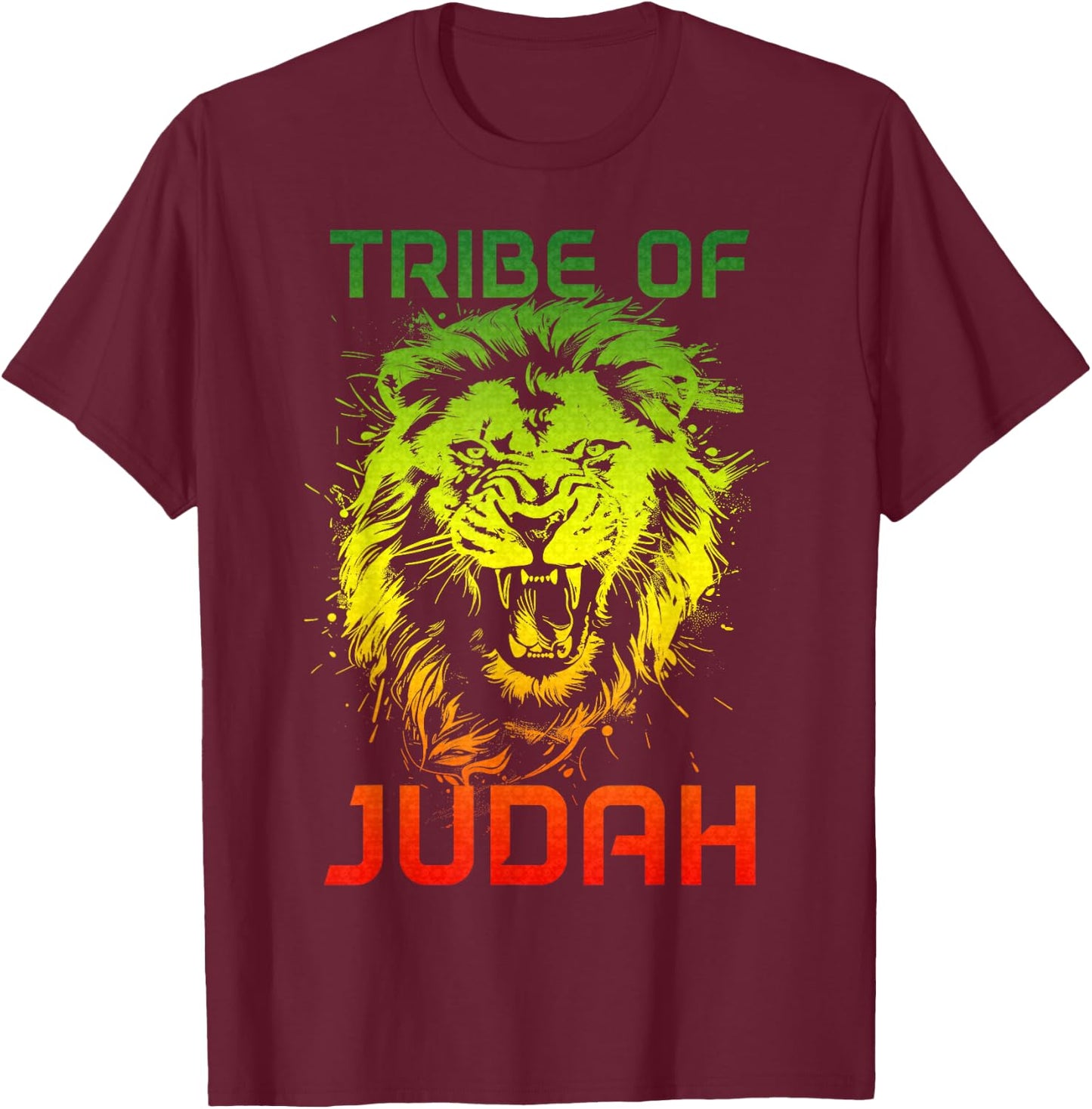 Lion Of Judah Tribe Hebrew Israelite Reggae African YHWH T-Shirt - T-Shirt | Maroon