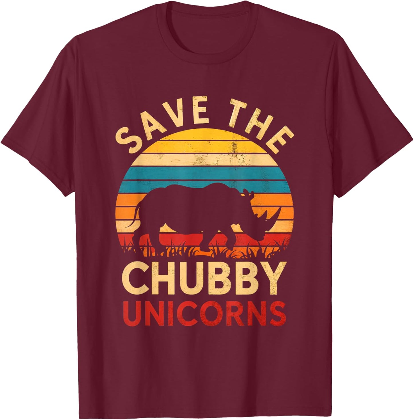 Save The Chubby Unicorns Rhino Animal Rights Conservation T-Shirt - T-Shirt | Maroon