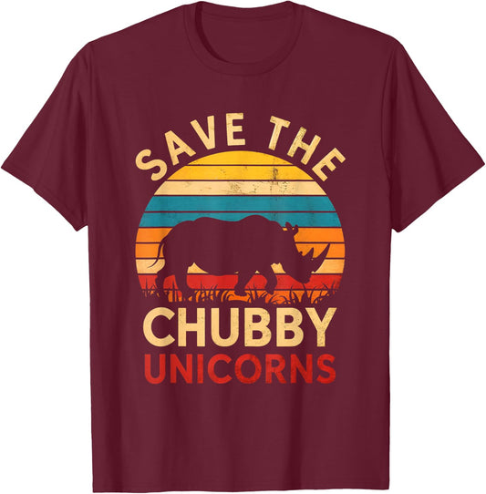Save The Chubby Unicorns Rhino Animal Rights Conservation T-Shirt - T-Shirt | Maroon