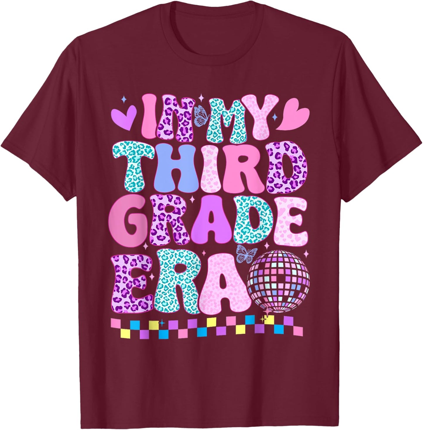In My Third Grade Era Groovy Back To School Teachers Kids T-Shirt - T-Shirt | Maroon