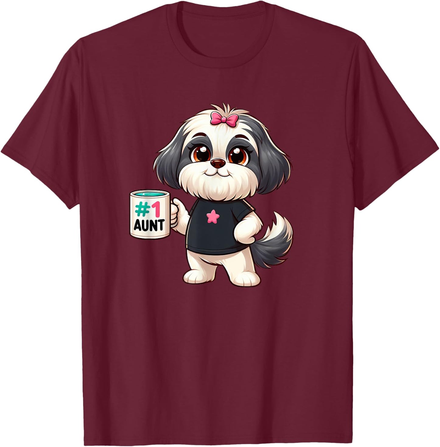 Shih Tzu Aunt Dog Funny Family T-Shirt - T-Shirt | Maroon