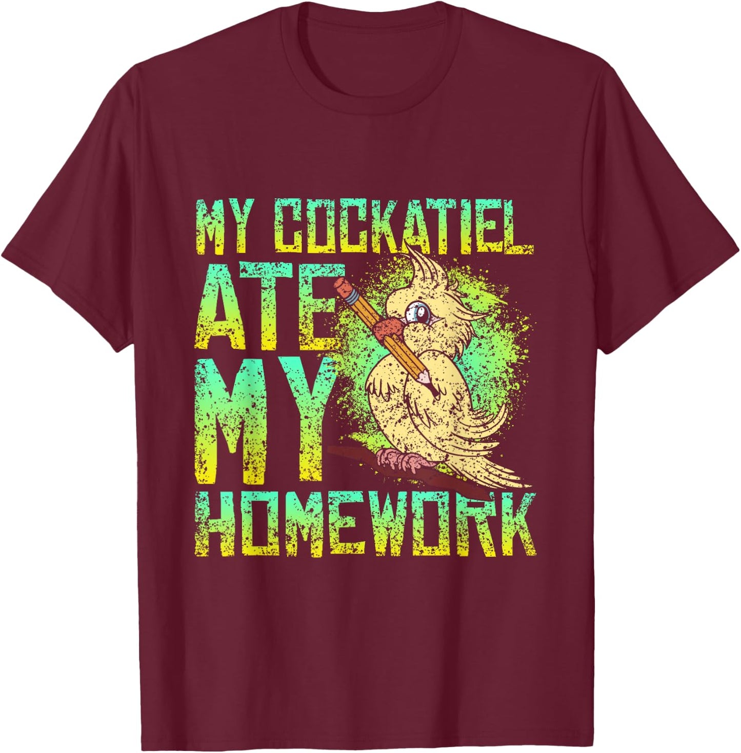 Lover Cockatiels Pets Cockatiel Birds -Child , Black, Small, Short Sleeve, , Classic Fit, Cockatiel Print, Humor, Holiday, Pet-Themed, All Seasons T-Shirt - T-Shirt | Maroon