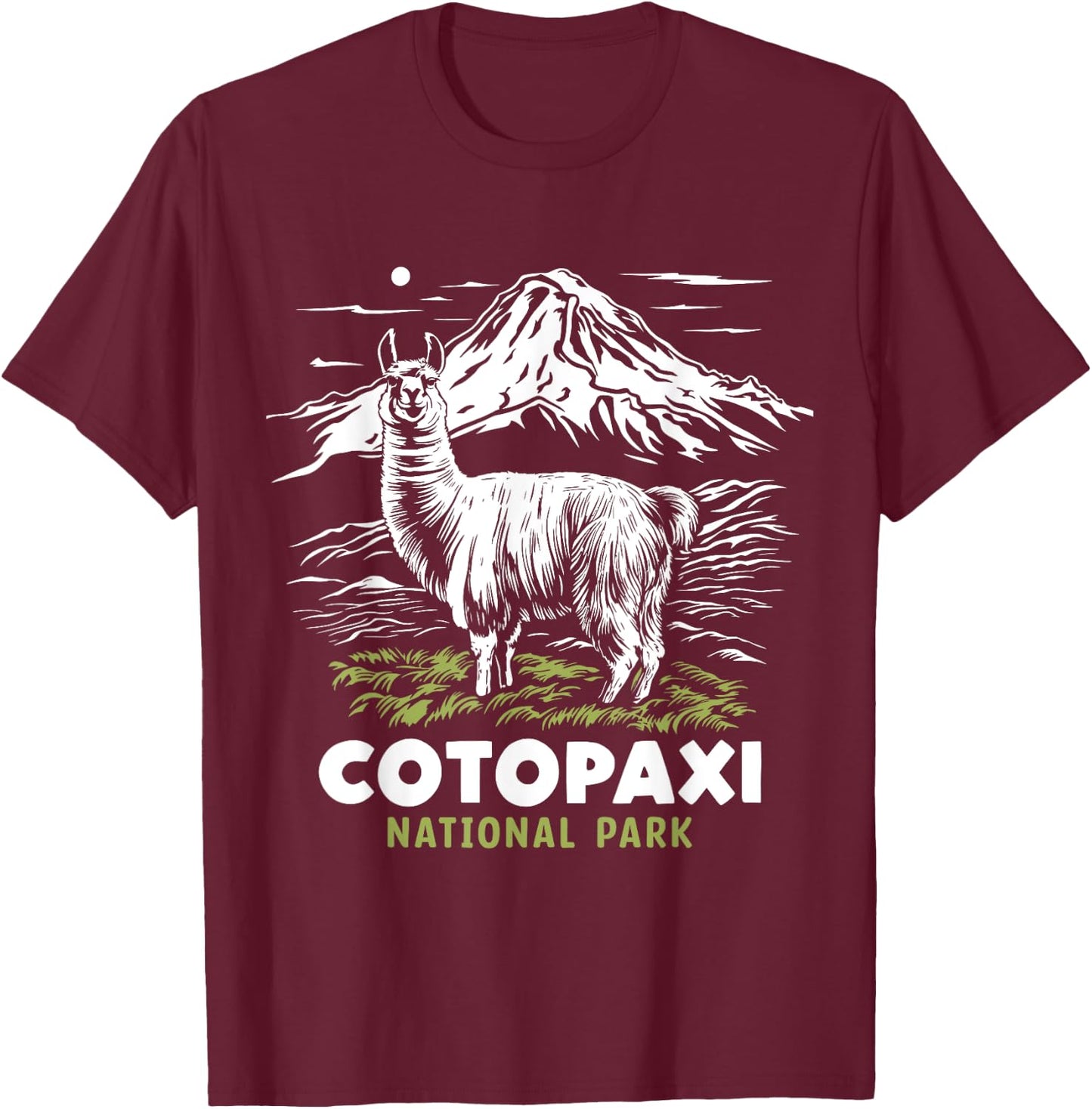 Cotopaxi National Park Ecuador Souvenir Alpaca Llama Hike T-Shirt - T-Shirt | Maroon