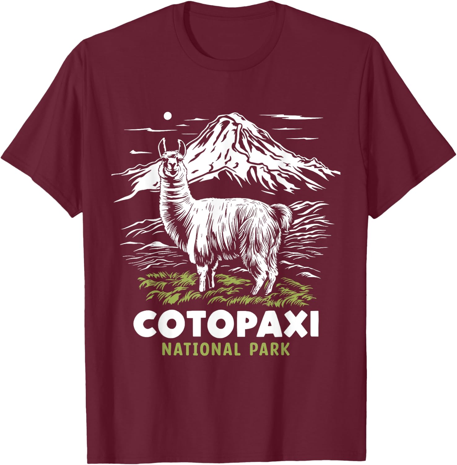 Cotopaxi National Park Ecuador Souvenir Alpaca Llama Hike T-Shirt - T-Shirt | Maroon