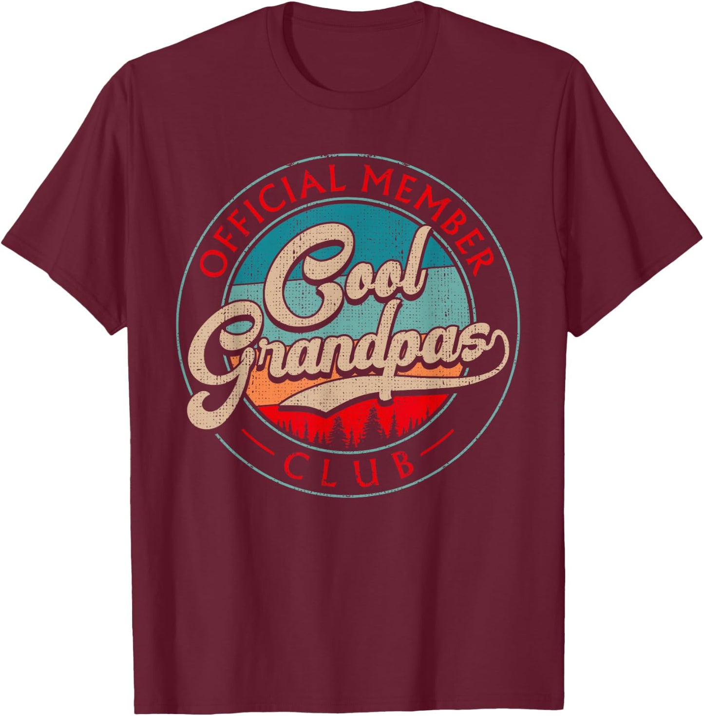 Grandpa Vintage Cool Grandpas Club Official Member Funny T-Shirt - T-Shirt | Maroon