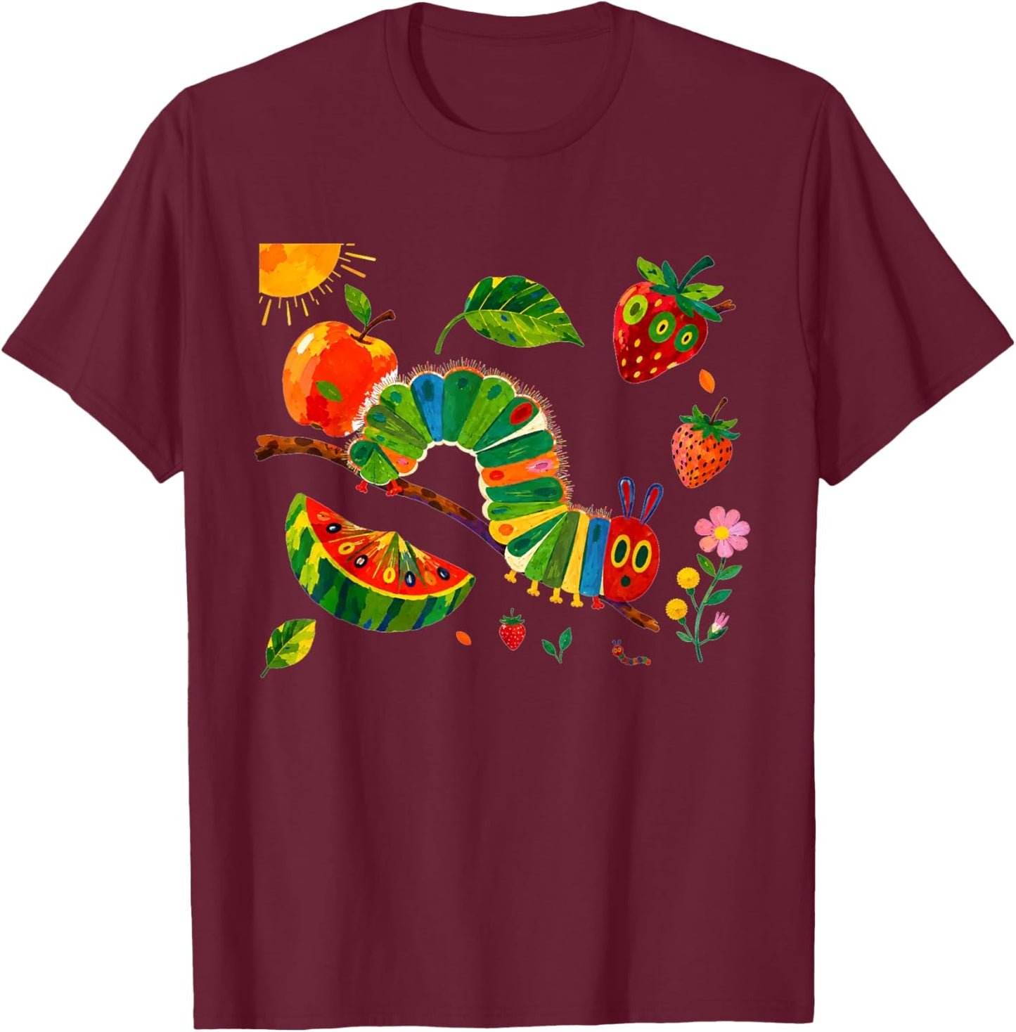 Flower Cute Caterpillar Costume Garden Floral Bug Lover Kid T-Shirt - T-Shirt | Maroon