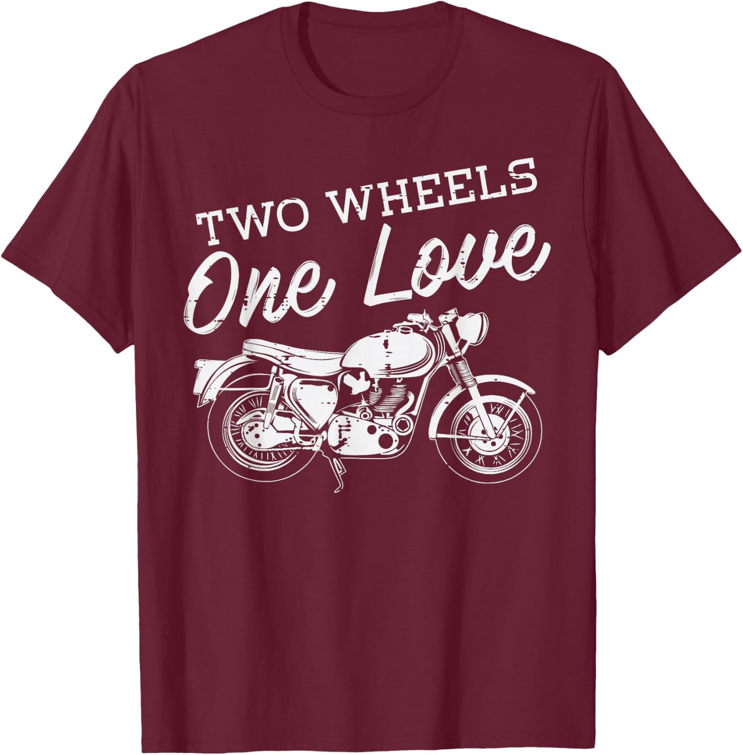 Biker 2 Wheels 1 Love Motorcycle Motorbike Men Women Kids T-Shirt - T-Shirt | Maroon
