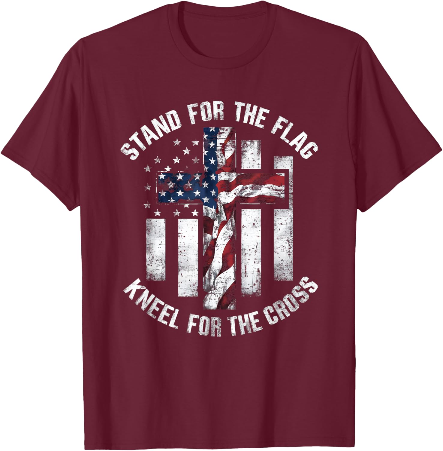 Patriot USA Flag Religious Quote 4th of July Christian Faith Men T-Shirt - T-Shirt | Maroon
